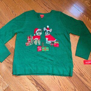 Holiday Lane Dog Christmas Sweater - Boston Terrier and Schnauzer - WOMEN'S XXL